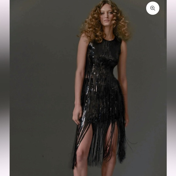 Le Superbe Size 6 NWT Stunning Volcanic Glass Fringed top, lined, back zipper - Picture 15 of 15